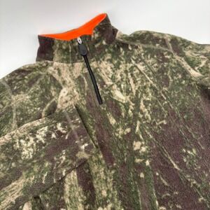 Reel Legends Fleece Pullover Kids Large Green Camo Good Quarter Zip Camouflage